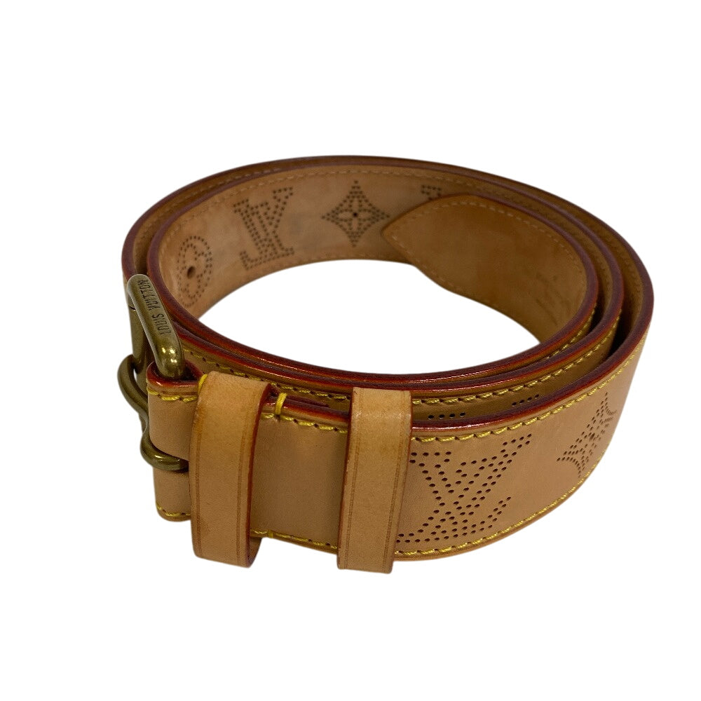 LOUIS VUITTON belt M6926V leather beige Monogram Saintur Perfo 40/100