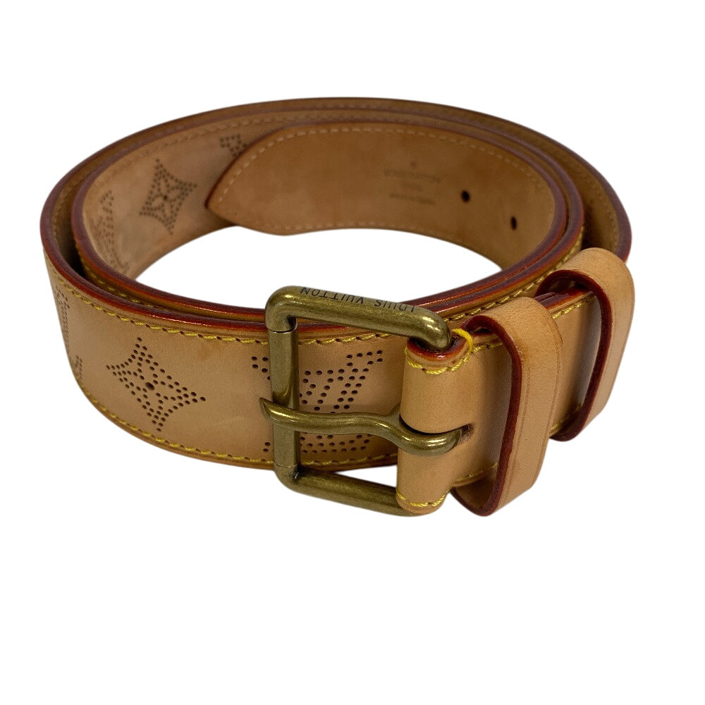 LOUIS VUITTON belt M6926V leather beige Monogram Saintur Perfo 40/100