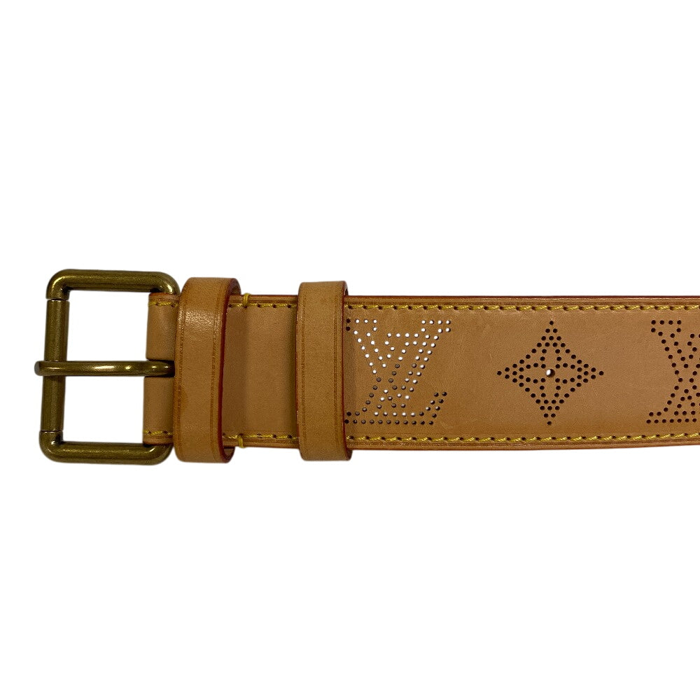 LOUIS VUITTON belt M6926V leather beige Monogram Saintur Perfo 40/100