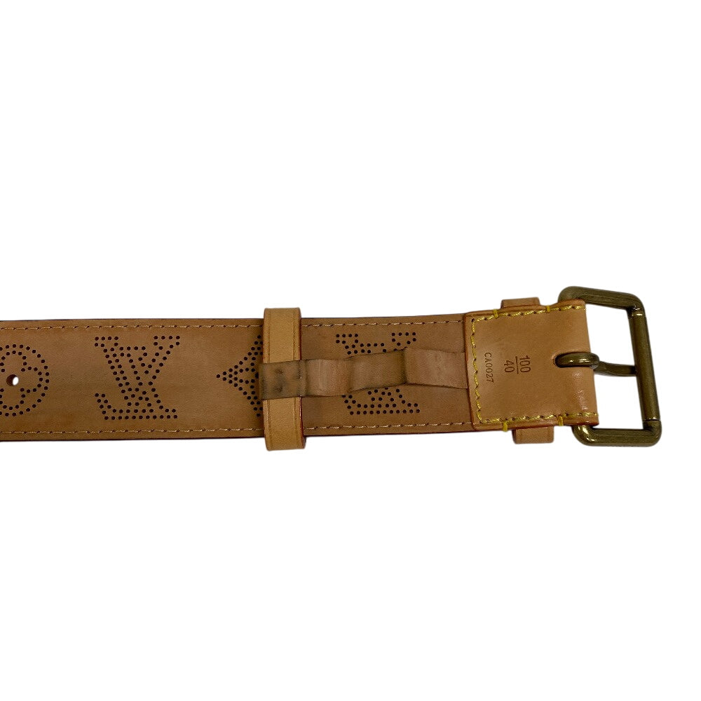 LOUIS VUITTON belt M6926V leather beige Monogram Saintur Perfo 40/100