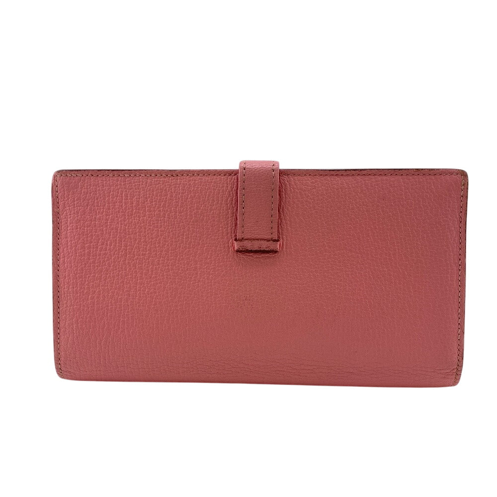 HERMES Long Wallet Purse □R Shave pink Bane Souffle
