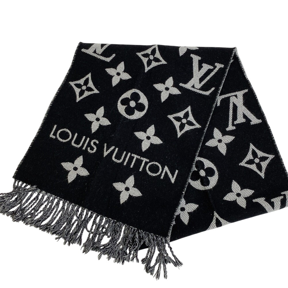 LOUIS VUITTON Scarf M77853 wool black LV Essential Scarf