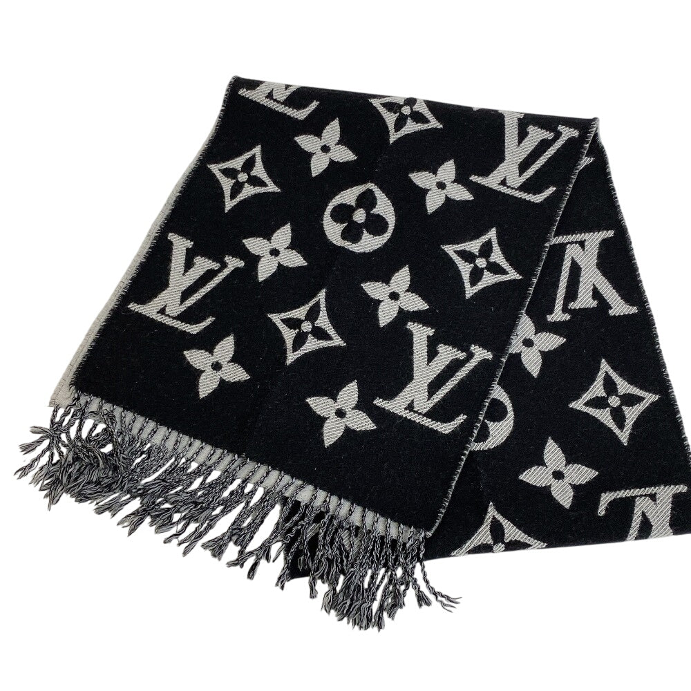 LOUIS VUITTON Scarf M77853 wool black LV Essential Scarf