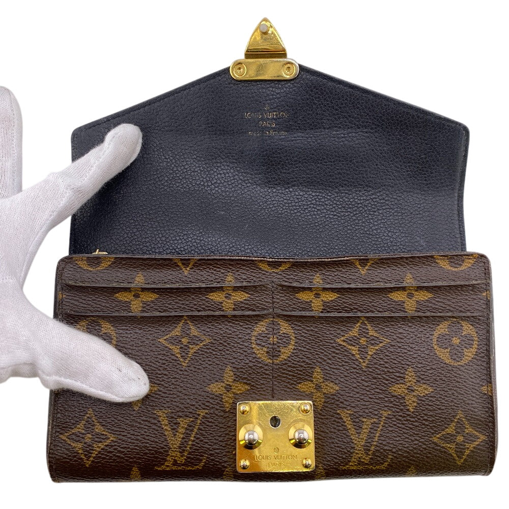 LOUIS VUITTON Long Wallet Purse M58415 leather Brown Monogram Portefeuille Pallas