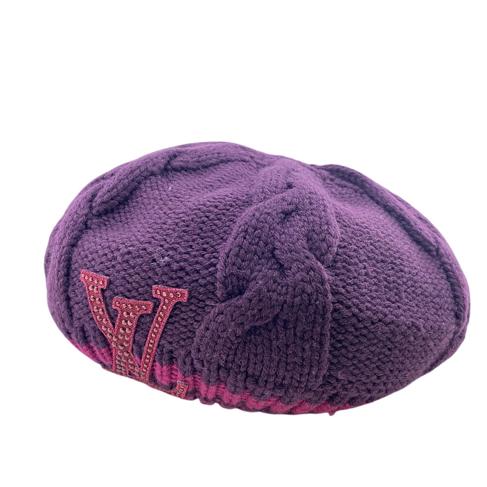 LOUIS VUITTON beret M72705 wool purple LV logo Belle Colombia