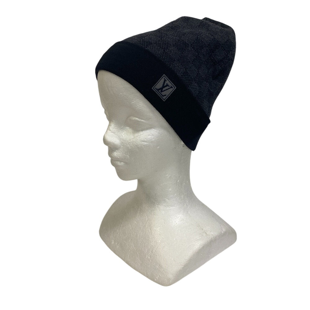 LOUIS VUITTON Knit cap M70009 wool black Damier Graphite Bonnet Petit Damier