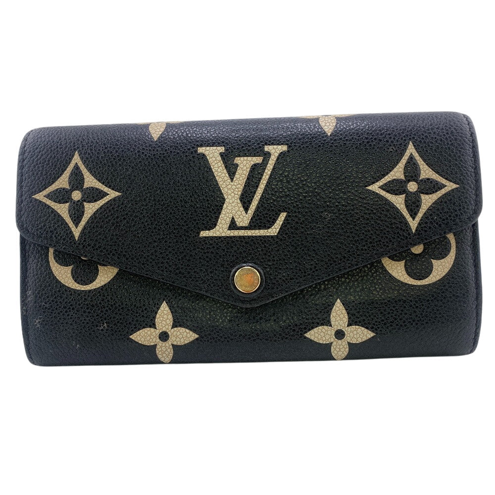 LOUIS VUITTON Long Wallet Purse M80496 leather black Monogram Ann Platt Portefeuille Sarah