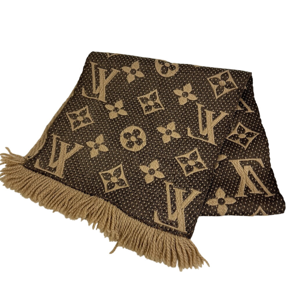 LOUIS VUITTON Scarf M75884 Wool, Silk Brown Giant Monogram Escalp