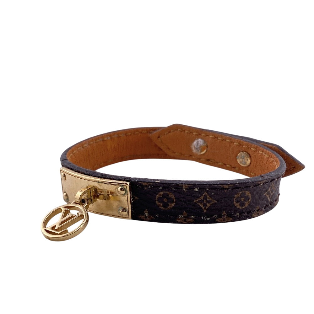 LOUIS VUITTON Bangle M4150F leather Brown Monogram Brasserie Logomania