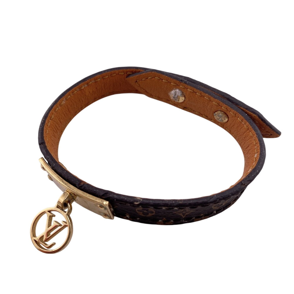 LOUIS VUITTON Bangle M4150F leather Brown Monogram Brasserie Logomania