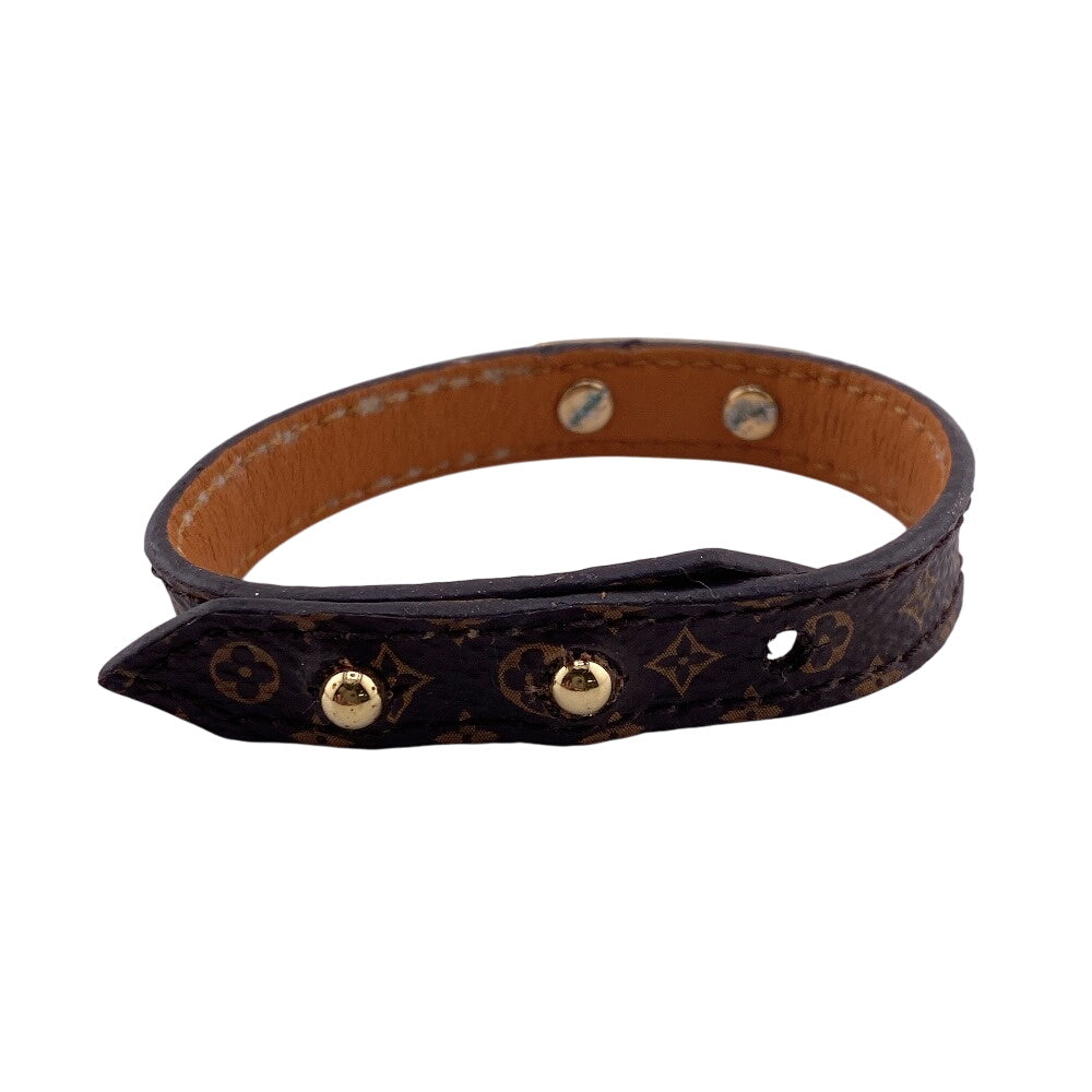 LOUIS VUITTON Bangle M4150F leather Brown Monogram Brasserie Logomania