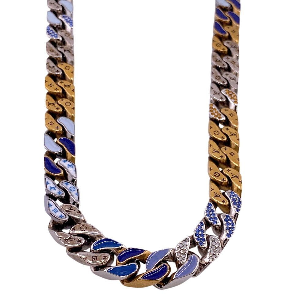 LOUIS VUITTON Necklace MP2773 Metal, Rhinestone gold Collier Chain Links Patches Strass