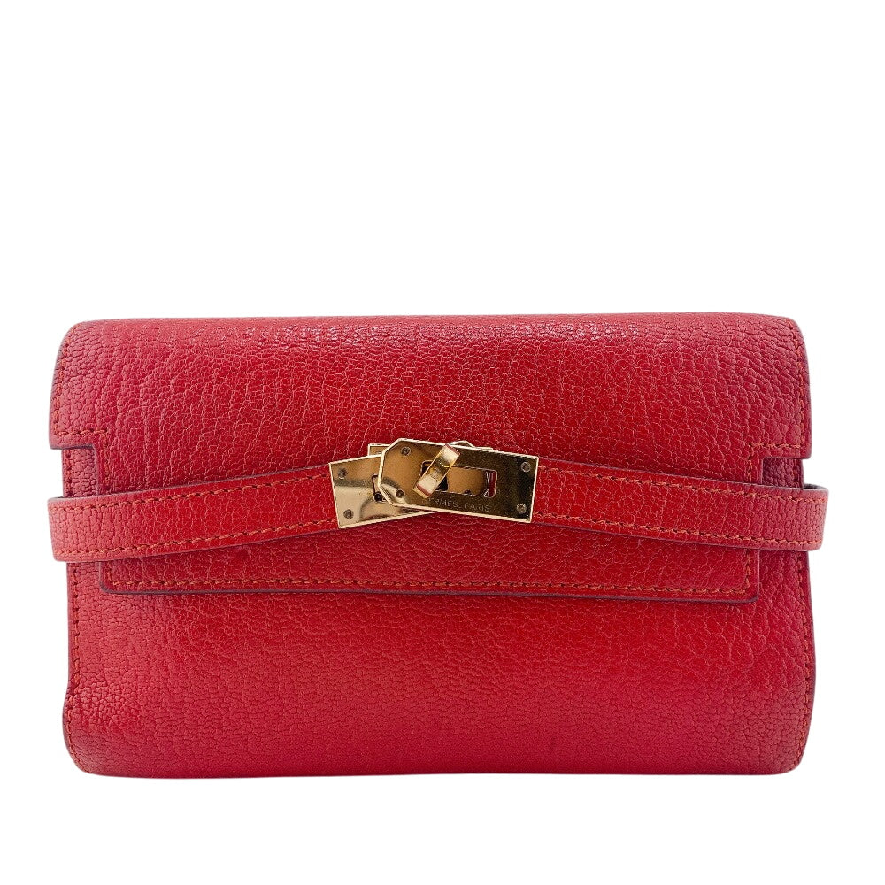 HERMES Bifold Wallet Shave Rouge tomato Kelly wallet medium
