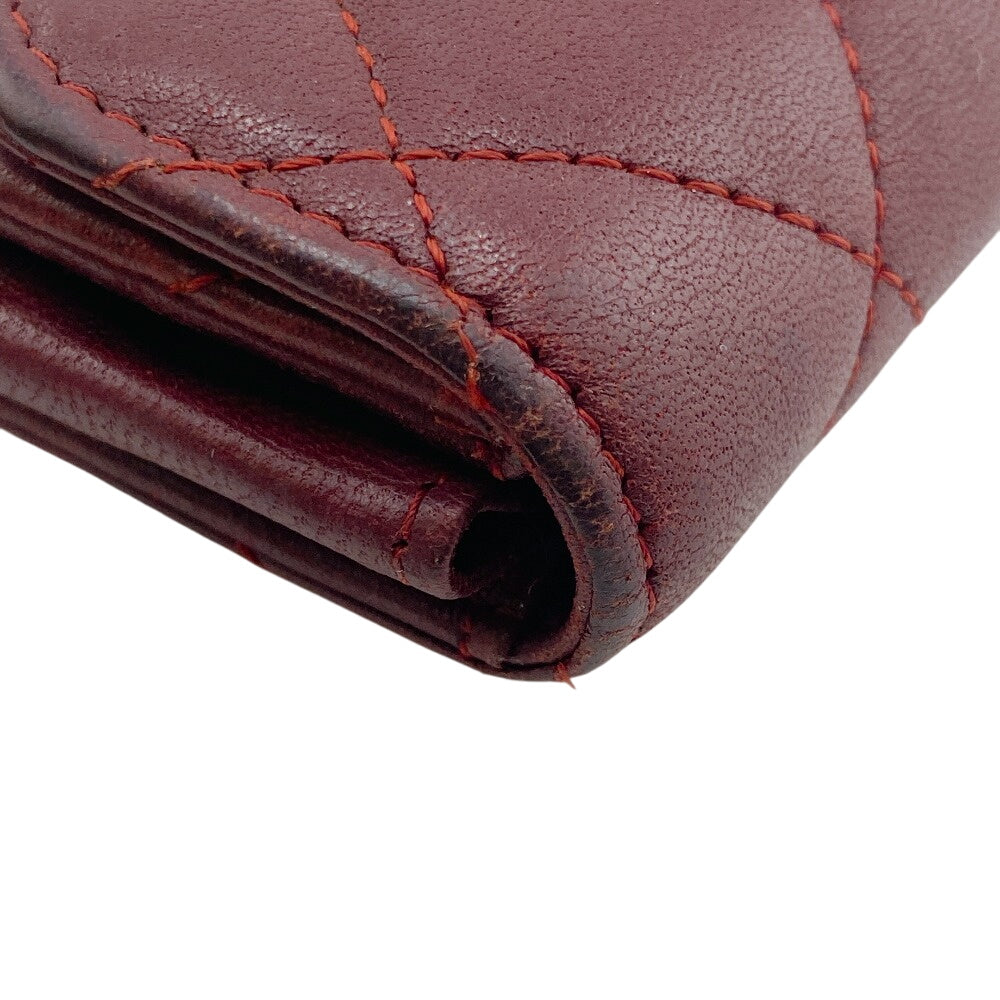 CHANEL Coin case lambskin Red type Matrasse
