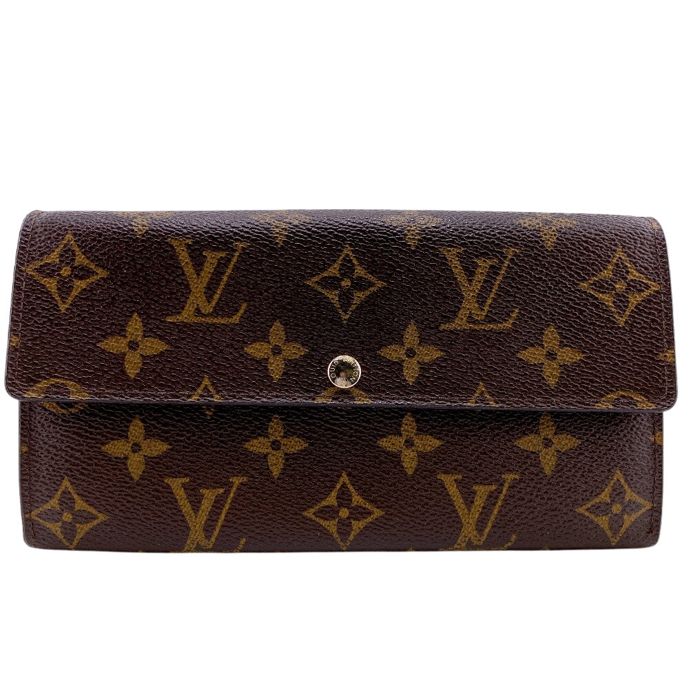 LOUIS VUITTON Long Wallet Purse M61734 Monogram, Leather Brown Monogram Portefeuille Sarah