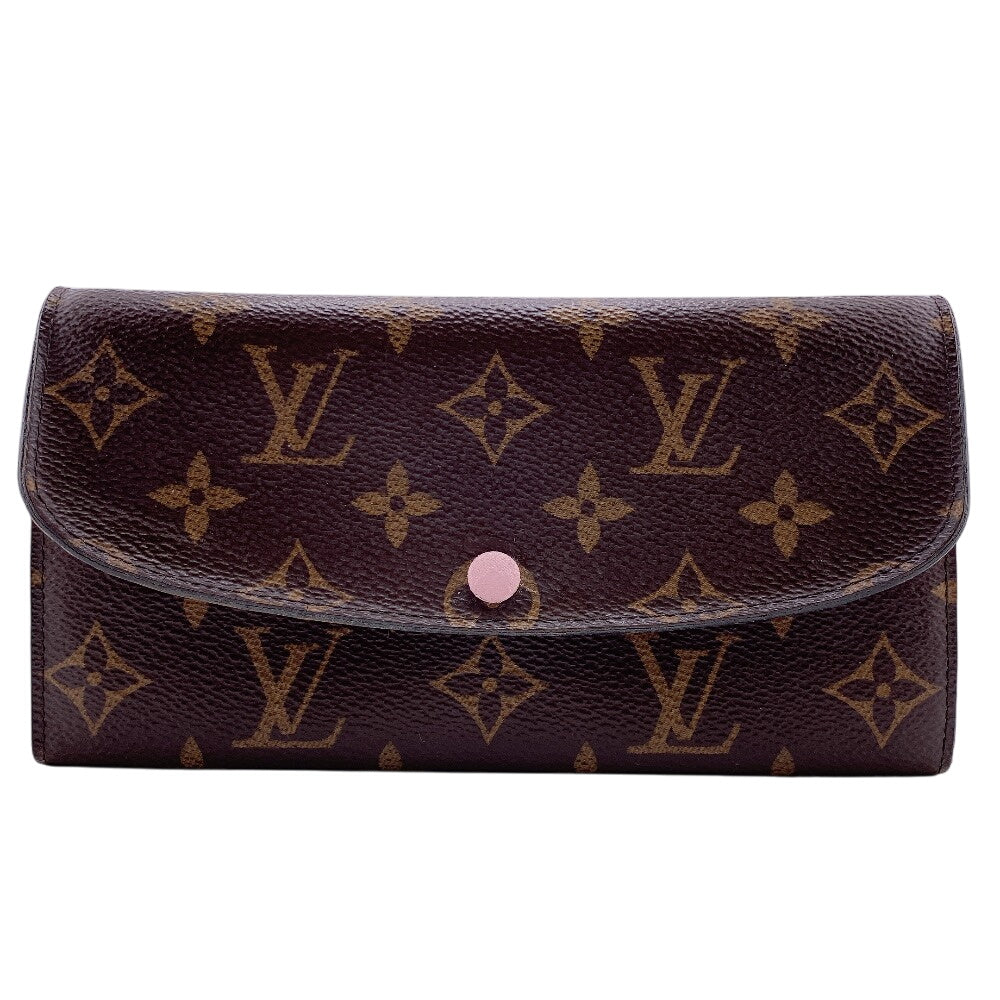 LOUIS VUITTON Long Wallet Purse M61289 leather Brown Monogram Portefeuille Emily