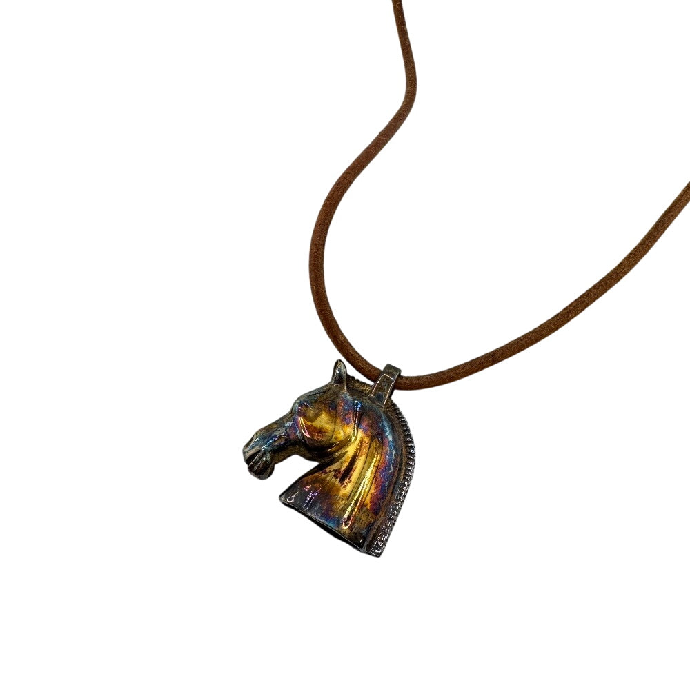 HERMES Necklace Silver925 Brown Shuval