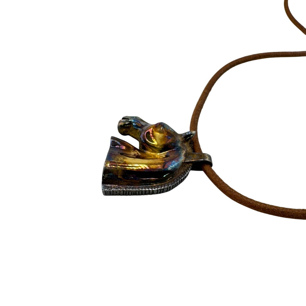 HERMES Necklace Silver925 Brown Shuval