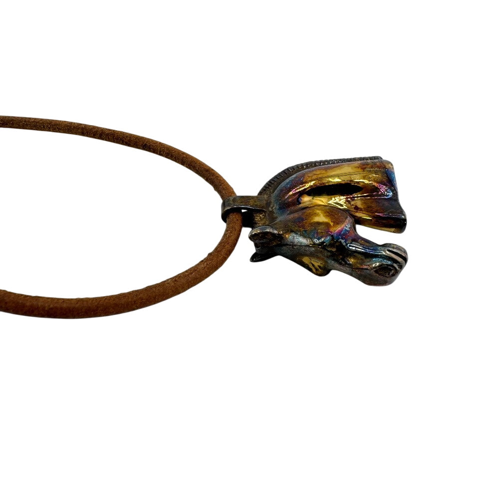 HERMES Necklace Silver925 Brown Shuval