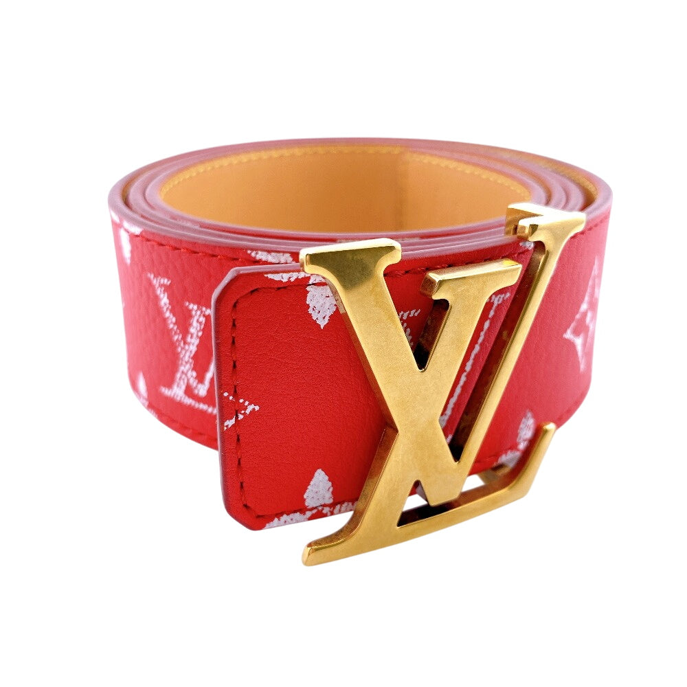 LOUIS VUITTON belt M8457 leather Red Monogram Saintur