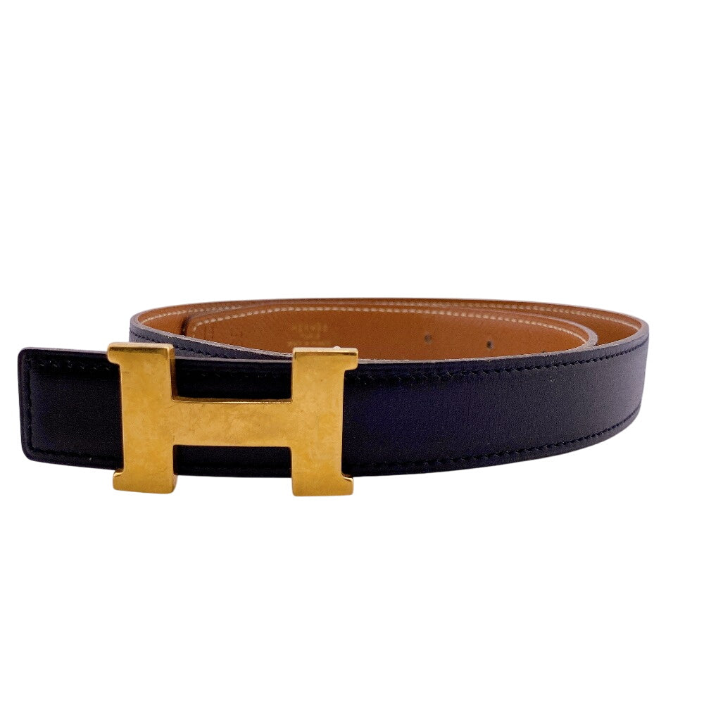 HERMES belt leather black Constance
