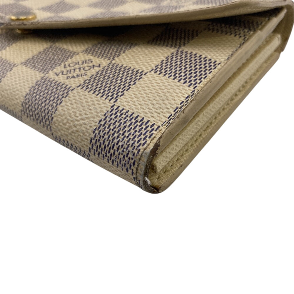 LOUIS VUITTON Long Wallet Purse N63208 leather white Damier Azur Portefeuille Sarah