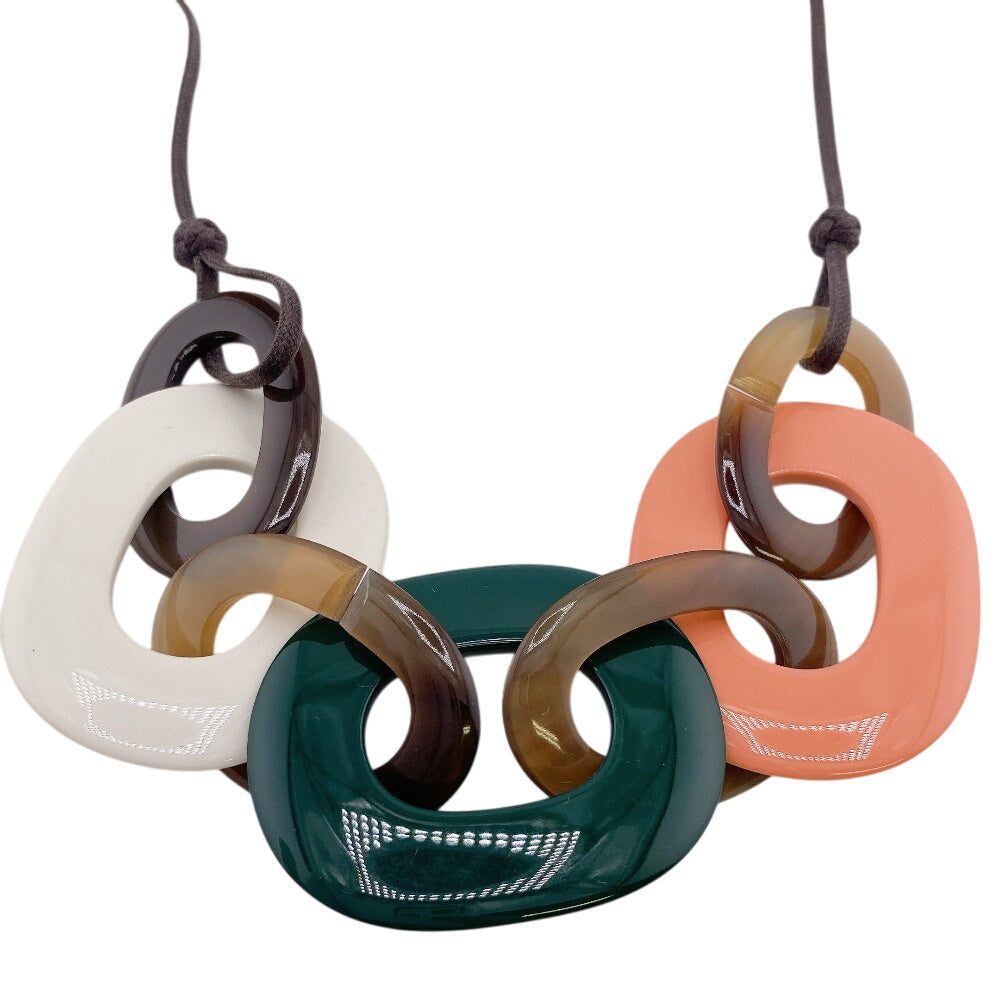HERMES Necklace Buffalo horn white Caramba