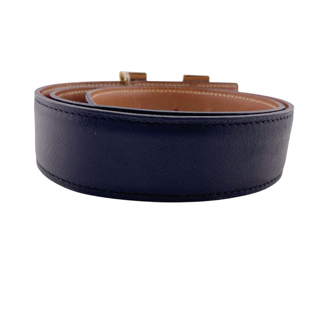 HERMES belt Gold Plated, Leather black Constance H Belt 70