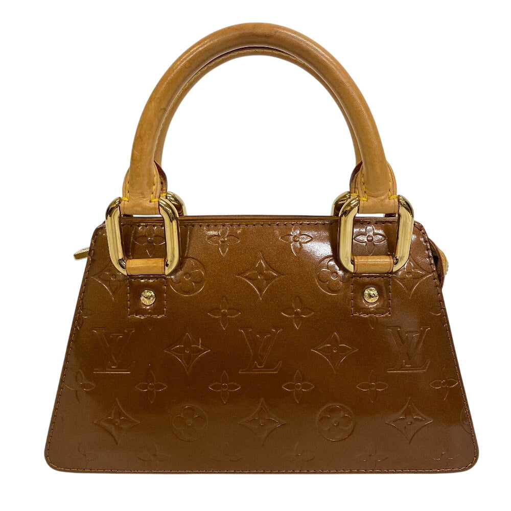 LOUIS VUITTON Handbag M91120 Patent leather, leather Brown Monogram Vernis Mini Four Size