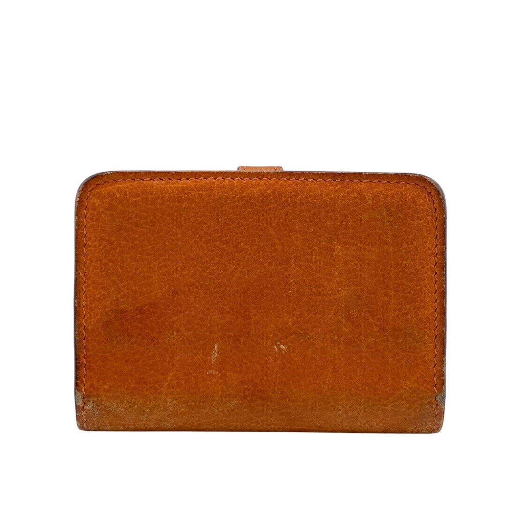 HERMES Card Case leather Orange Dogon