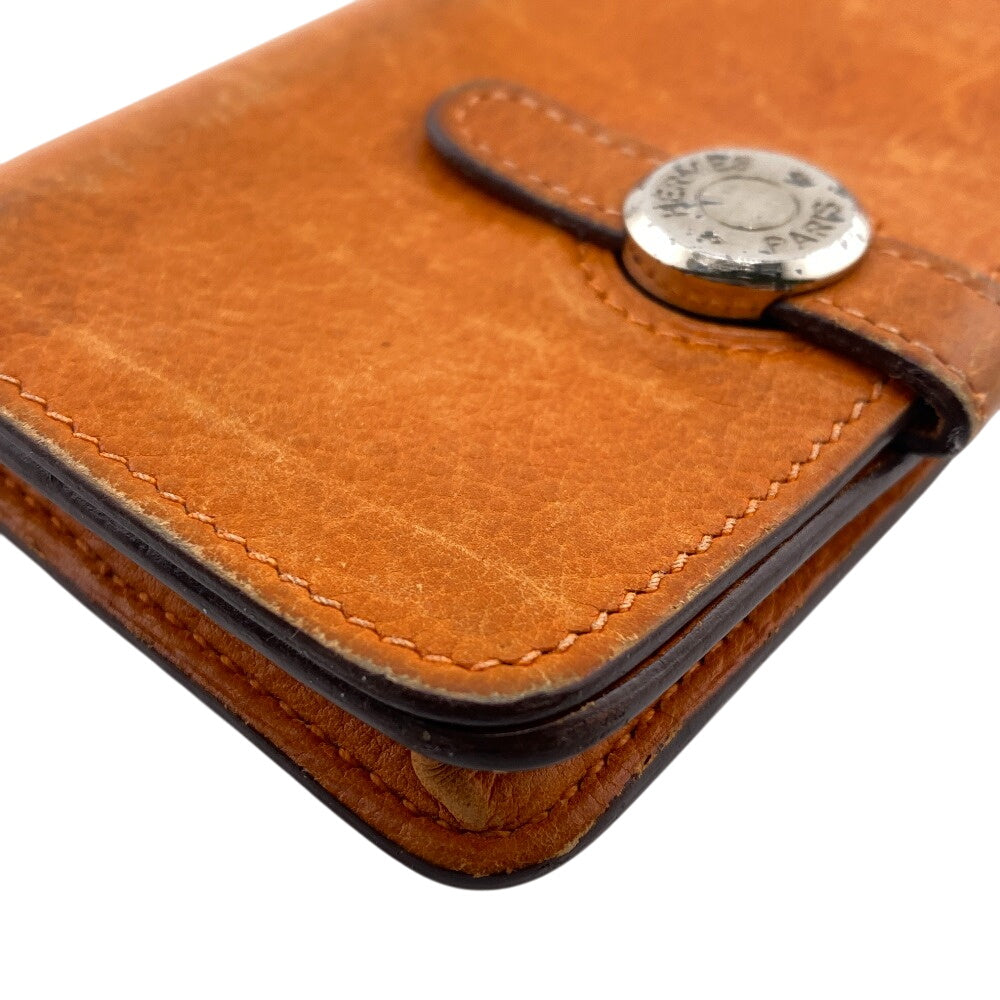 HERMES Card Case leather Orange Dogon