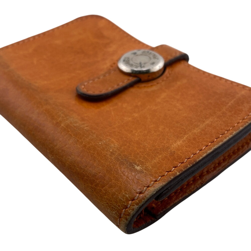 HERMES Card Case leather Orange Dogon