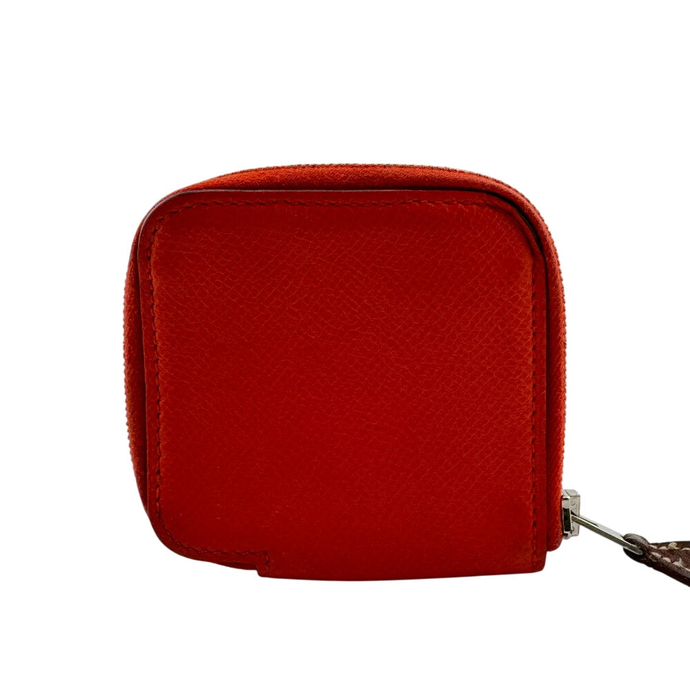 HERMES Coin case leather Red Azap Compact Silk In