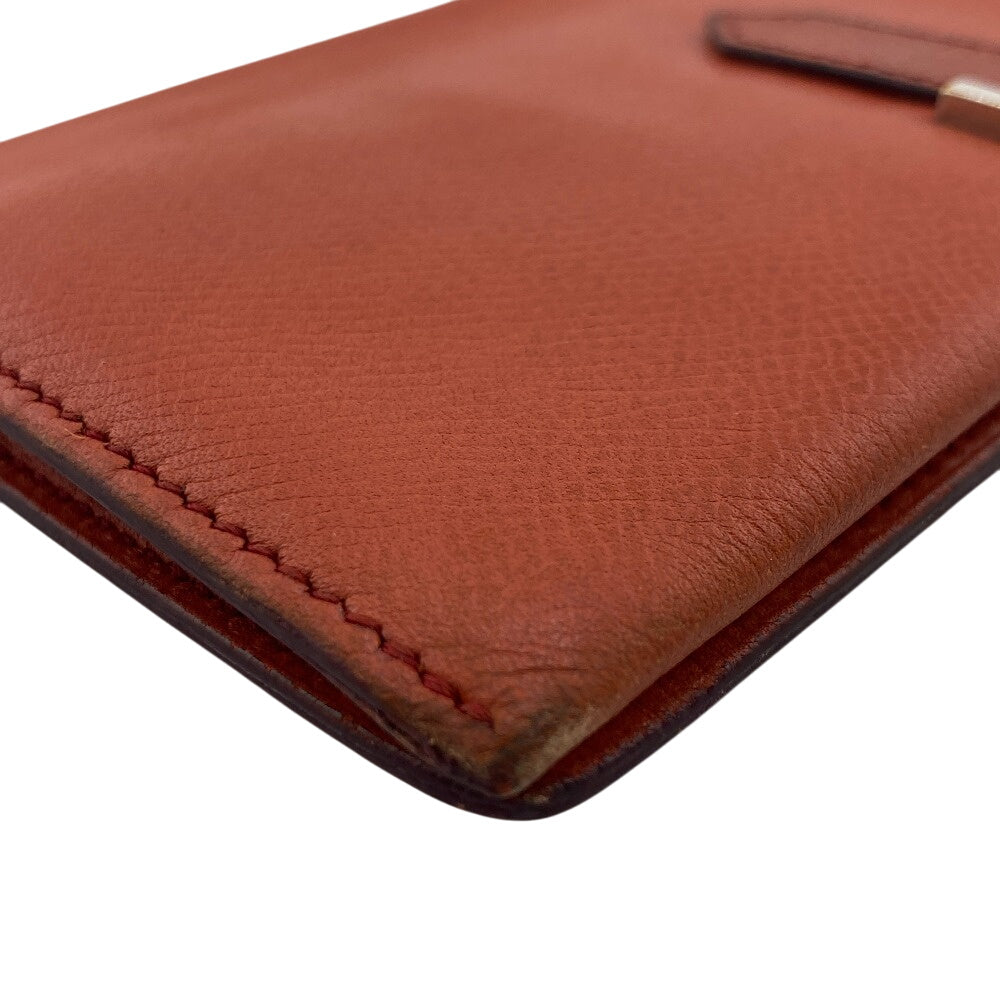 HERMES Long Wallet Purse leather Orange Bean