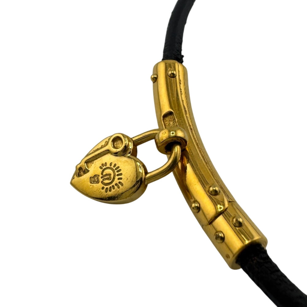 HERMES choker leather gold Viviride Fantasy Heart Choker