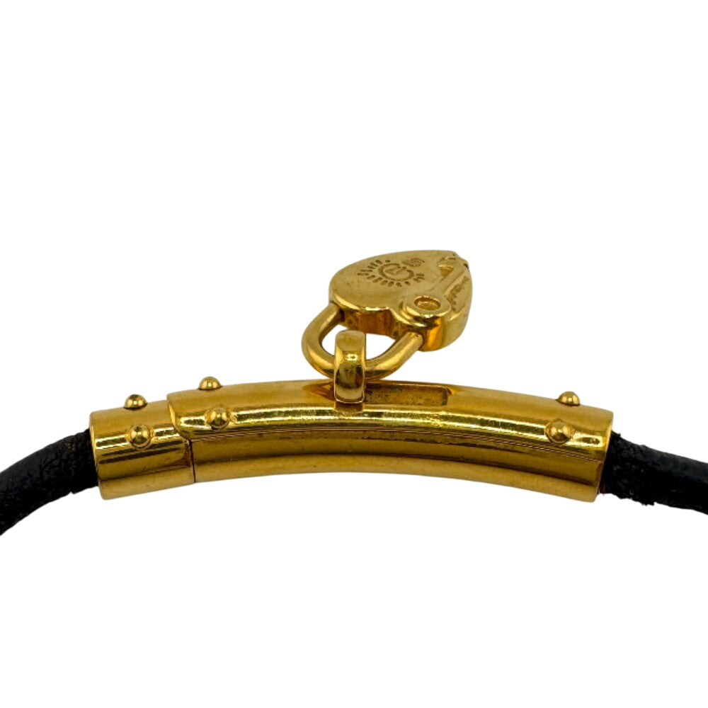 HERMES choker leather gold Viviride Fantasy Heart Choker