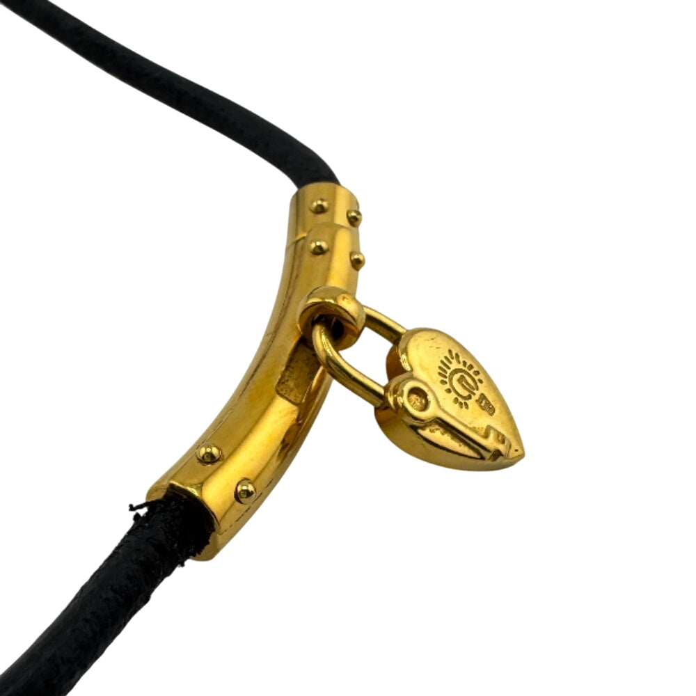 HERMES choker leather gold Viviride Fantasy Heart Choker