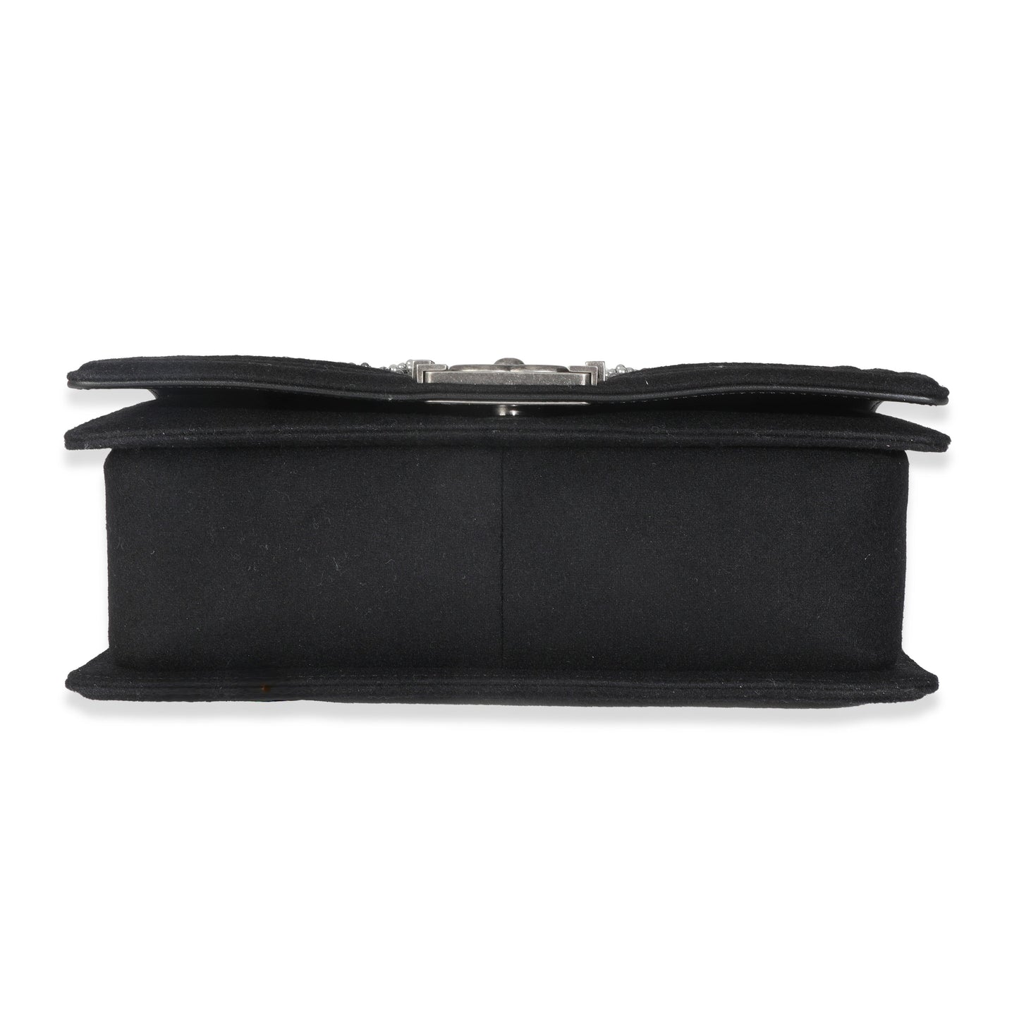 Chanel Black Jersey Strass Old Medium Boy Bag