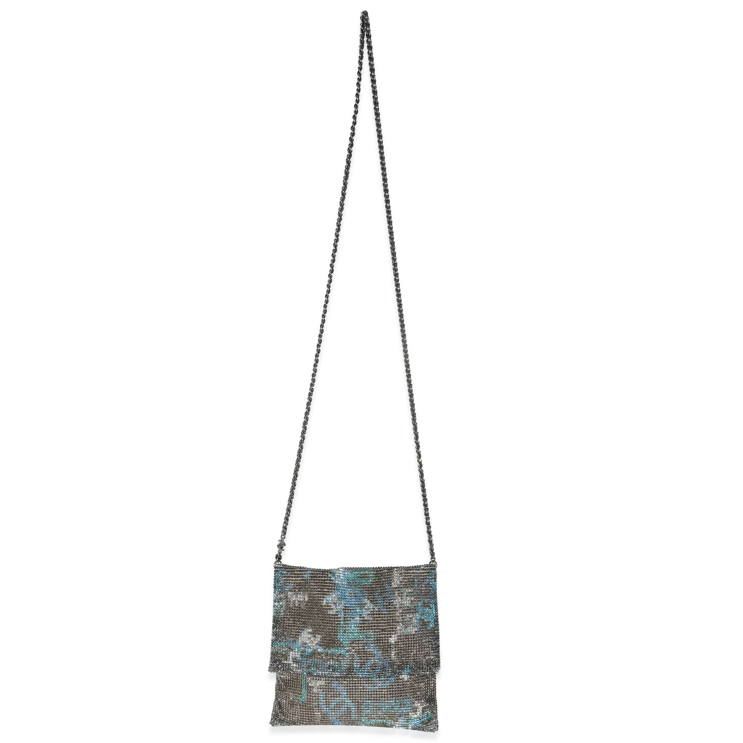 Chanel Silver Blue Graffiti CC Chainmail Flap Bag