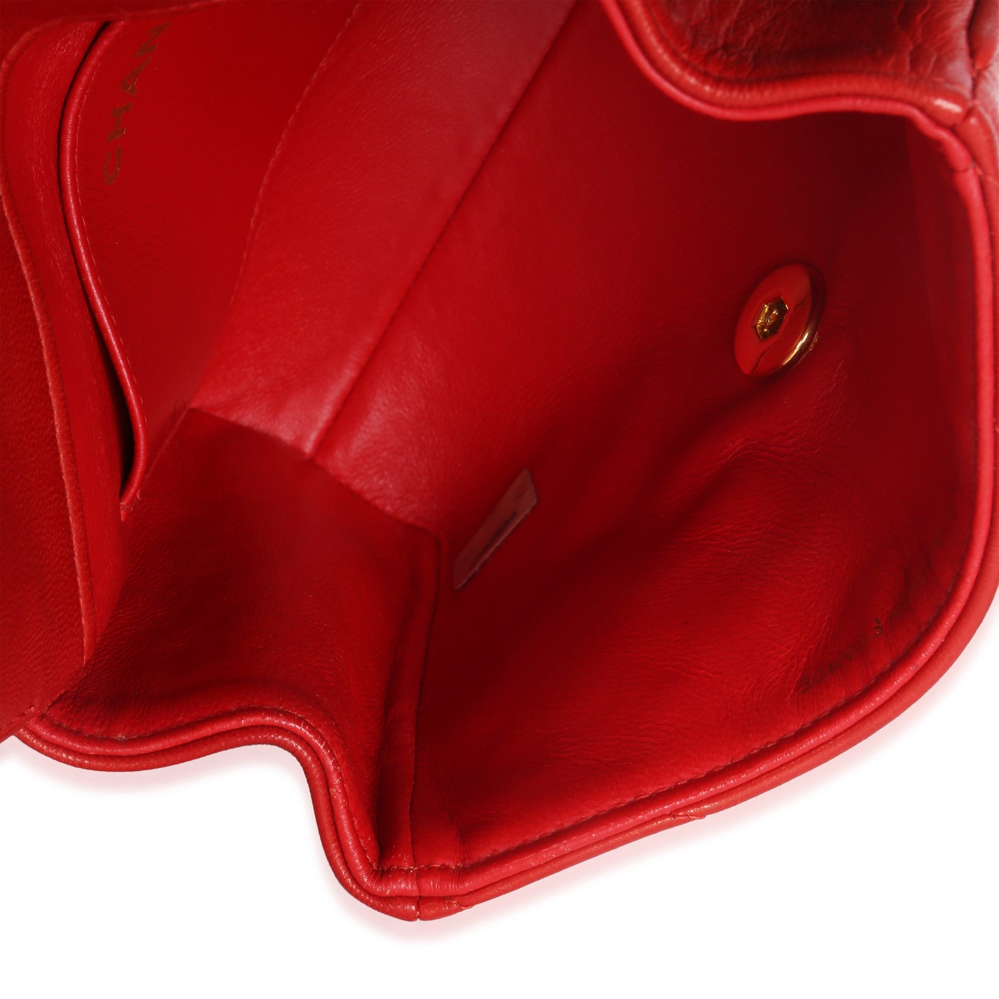Chanel Vintage 24K Red Chevron Lambskin CC Square Flap Bag