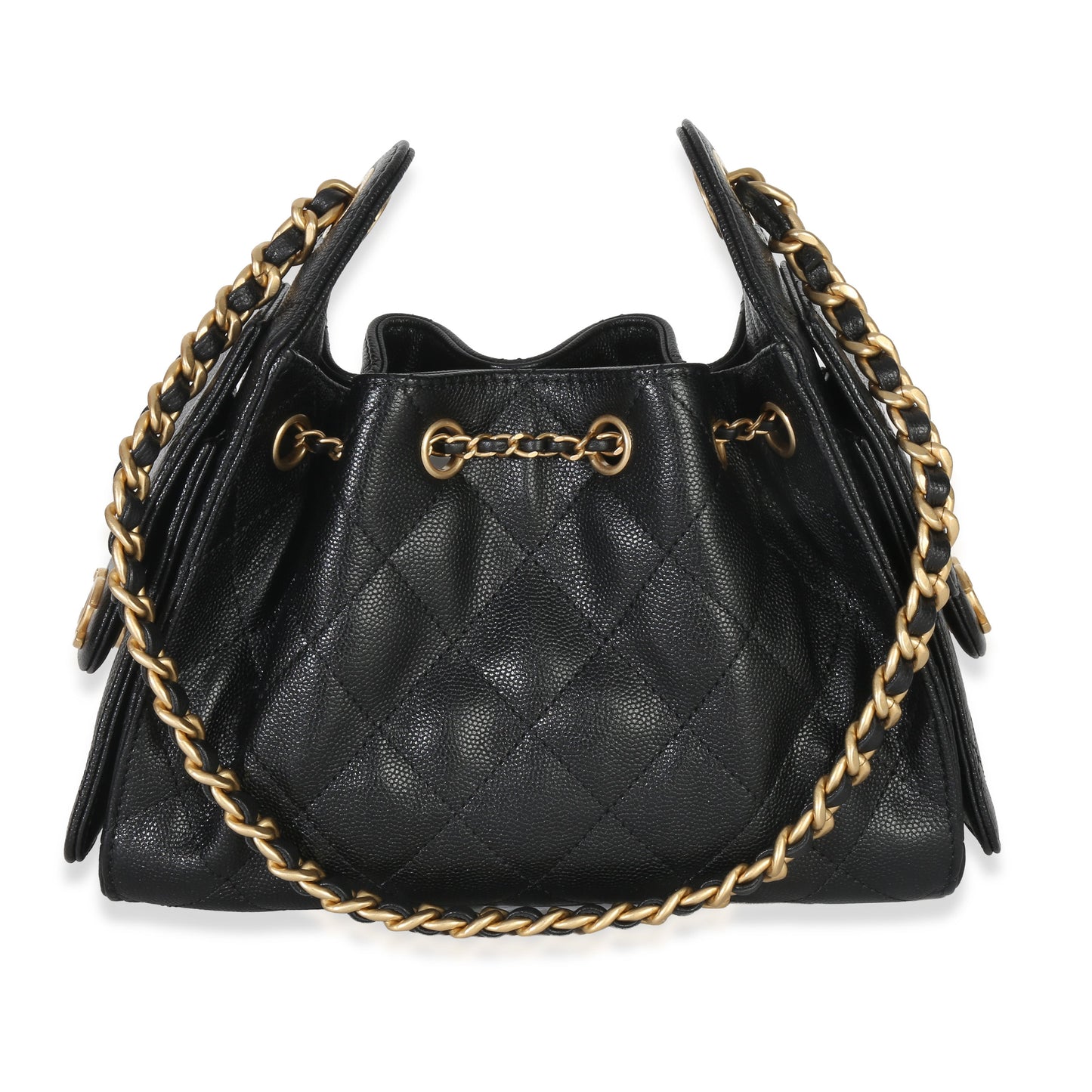 Chanel 26P Black Quilted Caviar Mini Chanel 25 Hobo Handbag