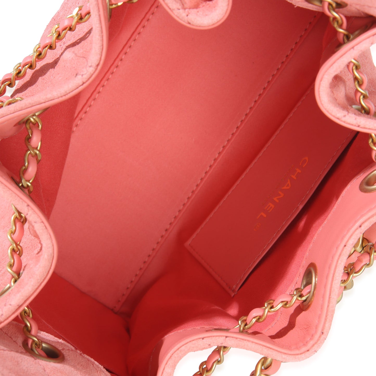 Chanel Pink Quilted Suede Mini Chanel 25 Hobo