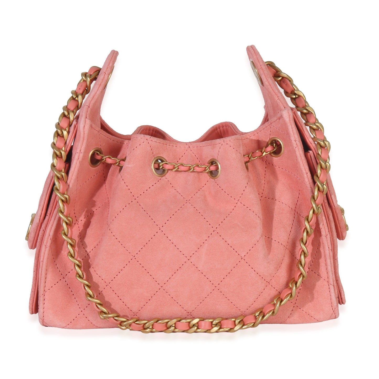 Chanel Pink Quilted Suede Mini Chanel 25 Hobo