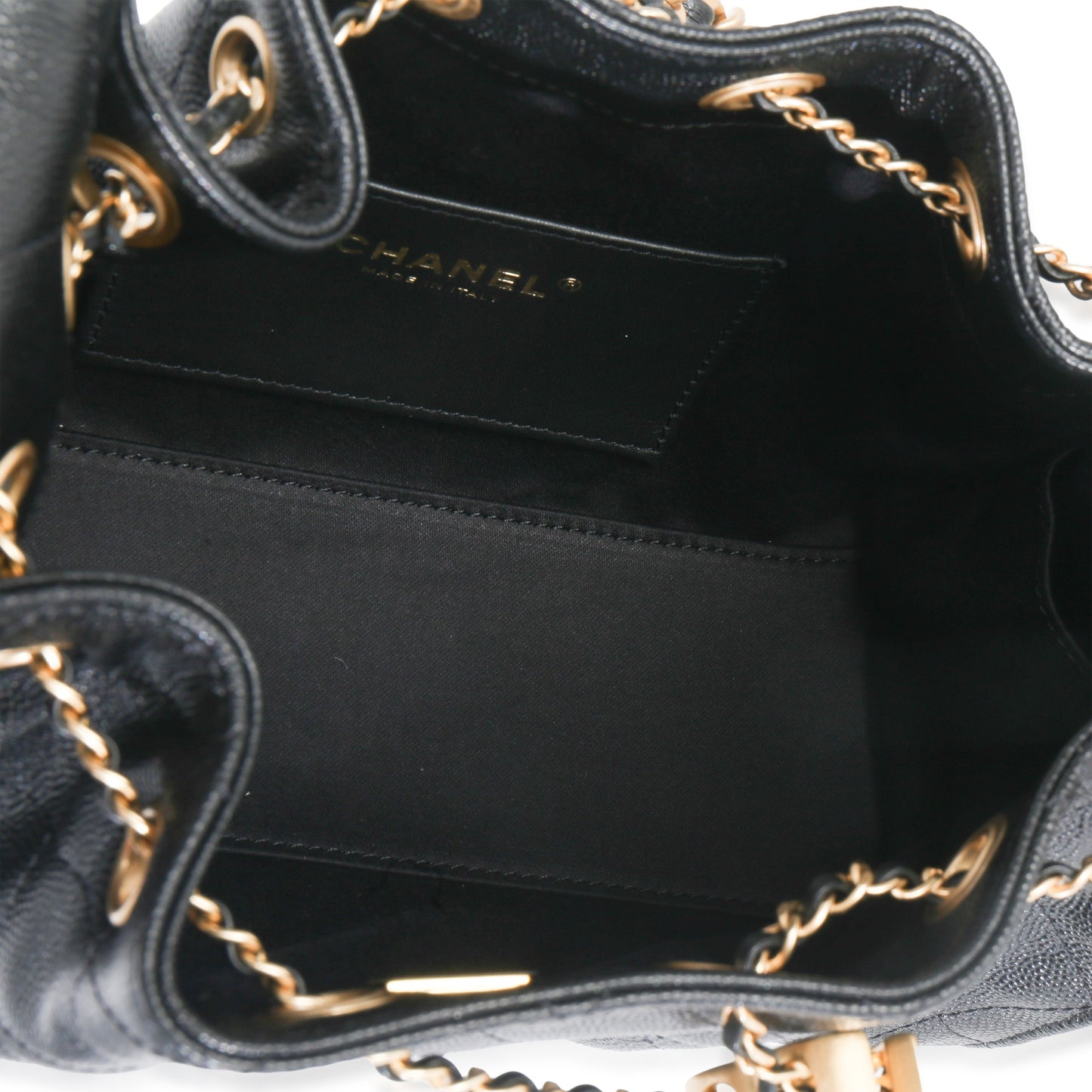 Chanel 26P Black Quilted Caviar Mini Chanel 25 Hobo Handbag