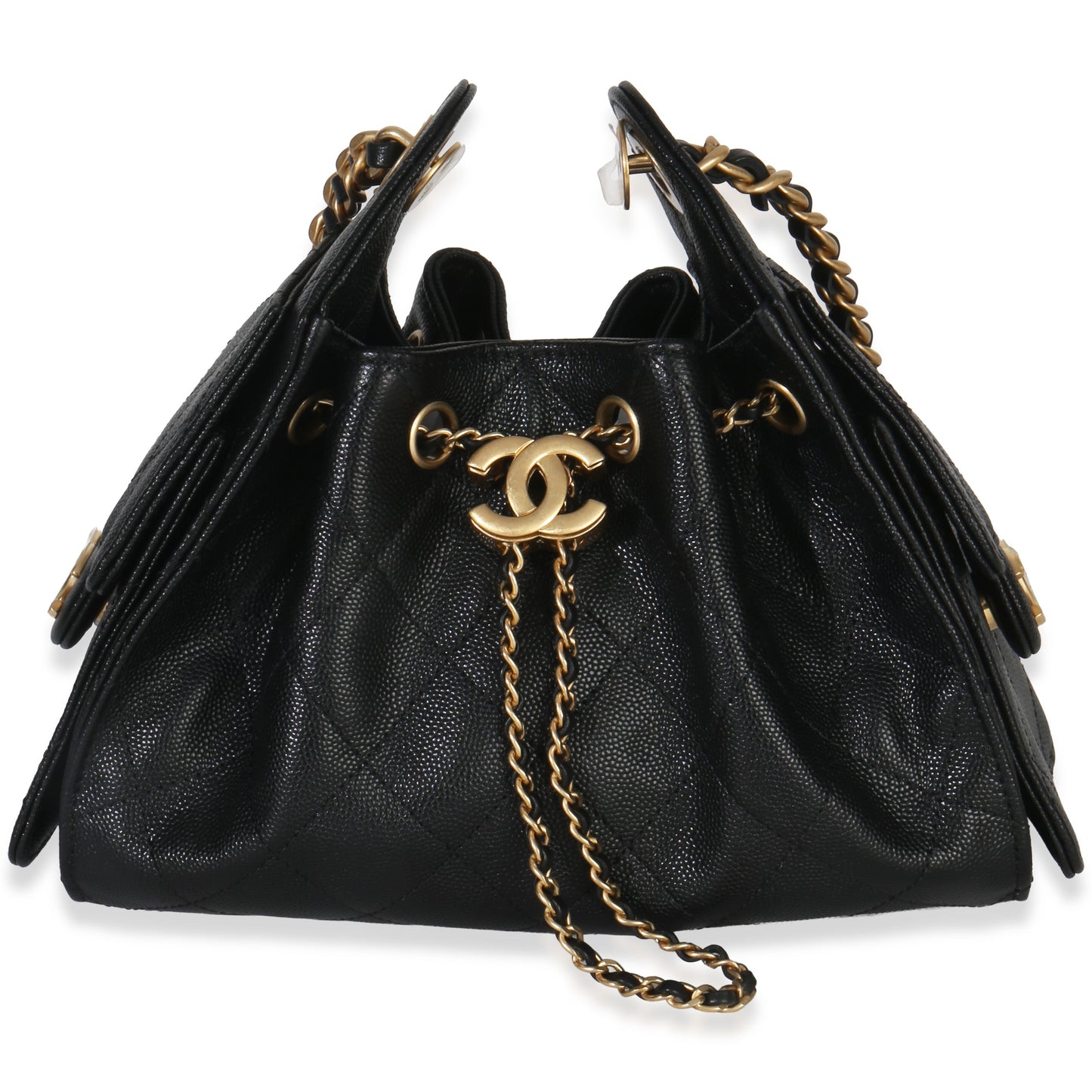 Chanel 26P Black Quilted Caviar Mini Chanel 25 Hobo Handbag