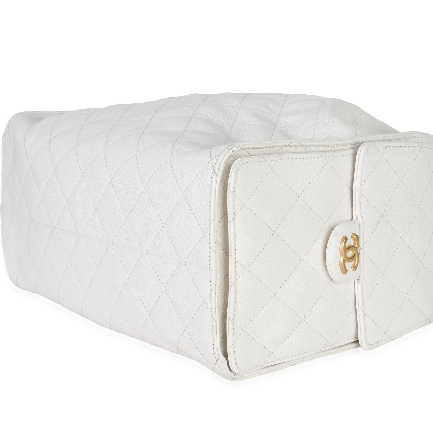 Chanel White Quilted Caviar Large Chanel 25 Hobo Handbag