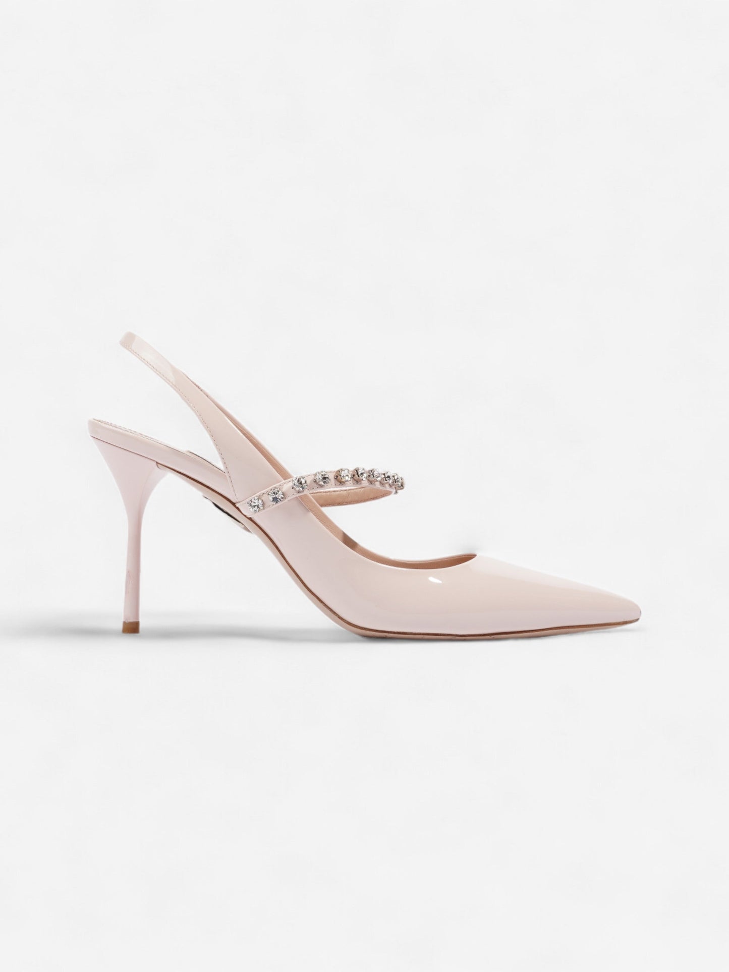 Louis Vuitton Slingback with Crystals 85mm Pale Pink Patent Leather EU 39 UK 6