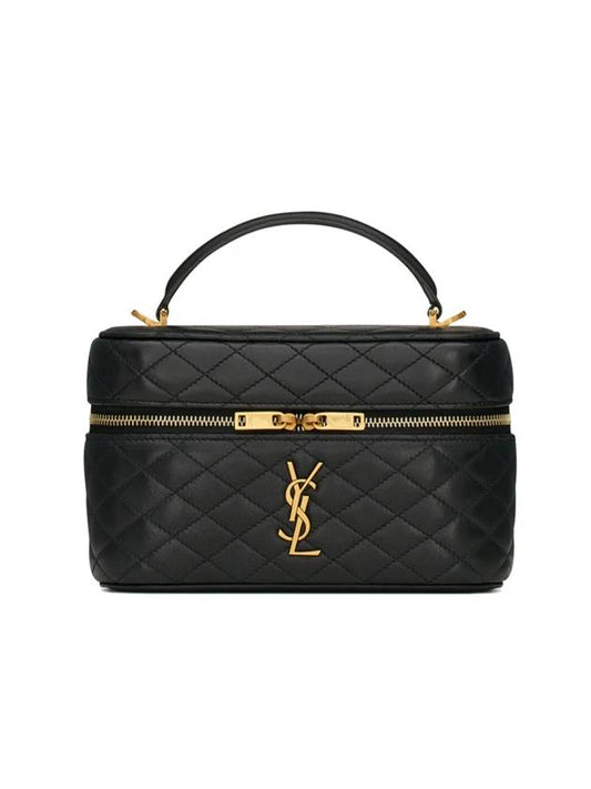 Luxury Saint Laurent Trending 2025 Gaby Mini Vanity Lambskin Tote Bag Black
