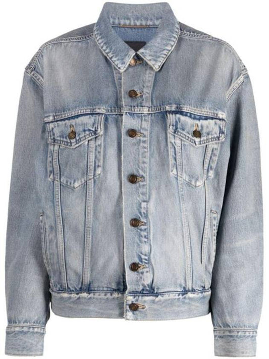 Luxury Saint Laurent Trending 2025 Oversized Fit Denim Jacket Sky Blue