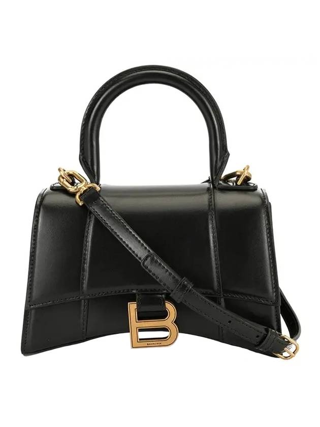 Luxury Balenciaga Trending 2025 Hourglass XS Glossy Calfskin Tote Bag Black